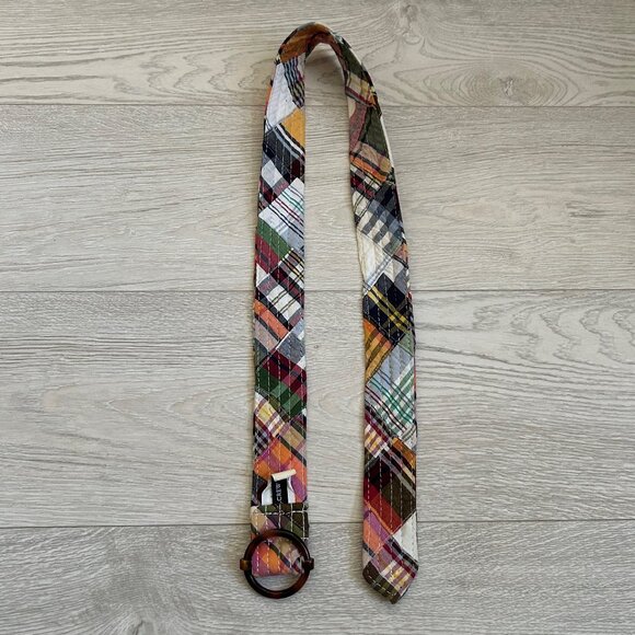 J. Crew Colorful Preppy Madras Plaid Patchwork Quilt Belt - Picture 12 of 16